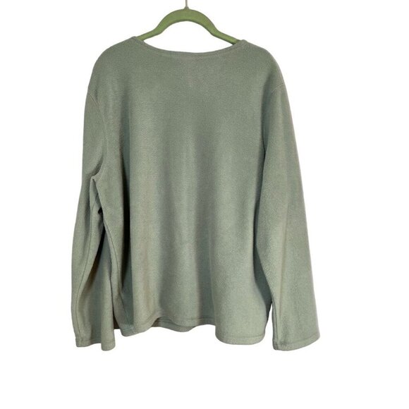 Croft Barrow Fleece Sweater XL Green Christmas Granny Winter Embroidery Artsy - Picture 9 of 13
